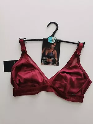 M&S Autograph Tivoli Mesh Non Wired Bralette Claret Navy 81416 A-C D-E • £8.99