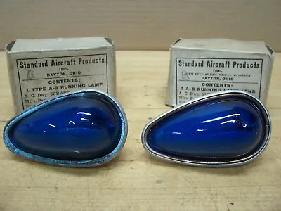 2 Vintage NOS Standard Aircraft Products A-8 Blue Running Light Lamps Airplane • $25.99