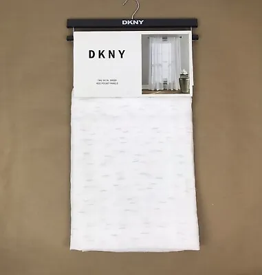 DKNY Curtains 50 X 96 Urban Sparkle Sheer Rod Pocket Drape White Silver Metallic • $65.99