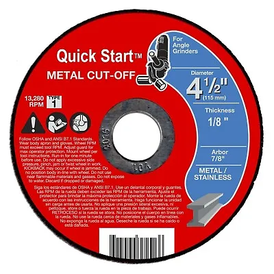 4.50  × 1/8  × 7/8  Metal & Stainless Steel Cut Off Wheels Cutting Discs 25 PACK • $14.59
