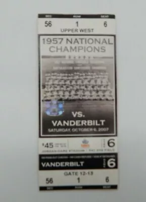 2007 Auburn Tigers Vs Vanderbilt Ticket Wth Stub 1957 National Champions  • $19.99