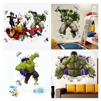 3D Avengers Wall Sticker Decal Decoration Super Hero Hulk Spider Man  Kids Rooms • $9.49