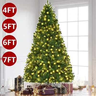 Artificial Christmas Tree With LED Lights / Snow Flocked / Pre Lit Fiber Optic • $48.87