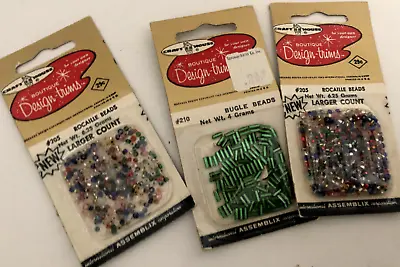 LOT New Vtg DESIGN TRIMS Rocaille Seed Bugle BEADS JEWELRY  Craft Emerald Multi • $10.95