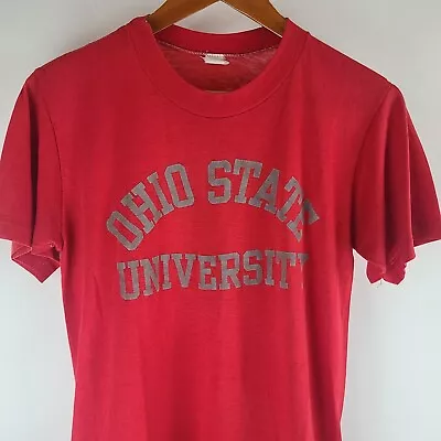 Vintage 80's Velva Sheen Ohio State University Single Stitch Red Medium T Shirt  • $32