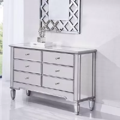 Mirrored Cabinet Dresser Chest Silver Living Room Bedroom 6 Drawers Storage 48  • $1683.52