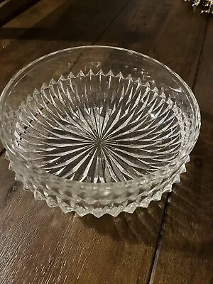 Vintage Indiana Clear Crystal Diamond Point Fruit And Salad Bowl • $13
