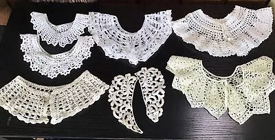 Lot Of  7 Vintage Dress Collars Yokes Lace Thread Crochet Handmade Cotton • $21.95