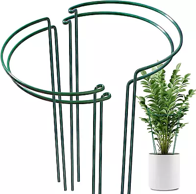 4 Pack Plant Support Stakes Ring Cage Metal Garden Plant Stake Green Half Round  • £17