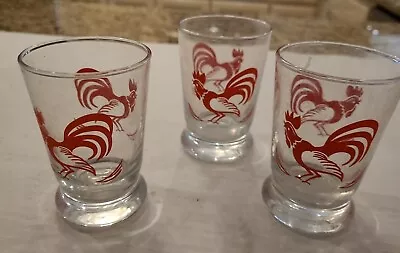 Lot Of 3 Vintage Libby Red Rooster Drinking Glasses 8 Ounces Juice Cups 4  • $21