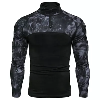 Men Military Camouflage Fitness Tops Army Combat Tactical Long Sleeve T Shirt • $18.99