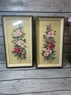VTG American Beauties Framed Print Pink Red Roses Cottage 15x9 Set • $81.59