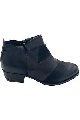 Miz Mooz Leather Cut-Out Ankle Boots Burlington Black • $64.99