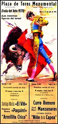 Bullfighting - Plaza De Toros Monumental Barcelona #10 Canvas Art Poster 12 X 24 • $24.99