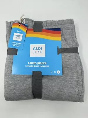 ALDI Gear 2024 Gray Women’s Jogger Sweatpants Pants Unique Embroidery Sz Large • $24.99