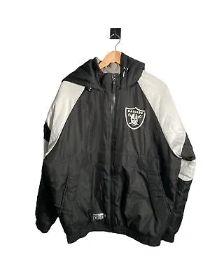 NFL Raiders Team Apparel Stadium Jacket Mens Size M Black Fleece Lined Hooded • £39.99