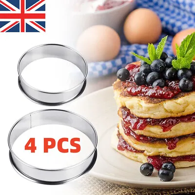 4Pcs Stainless Steel Muffin Poached Egg Mould Mermaid Crumpet Rings Ø8/10cm Ring • £5.69