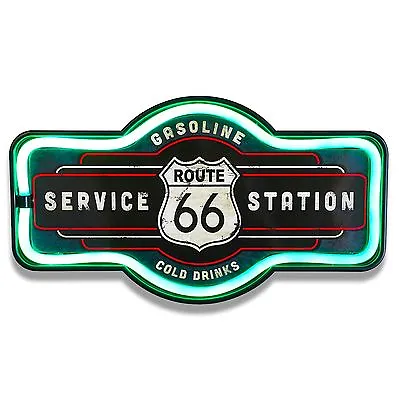 Route 66 LED Neon Lighted Sign 17  Marquee Shape For Bar Garage Or Man Cave • $46.99
