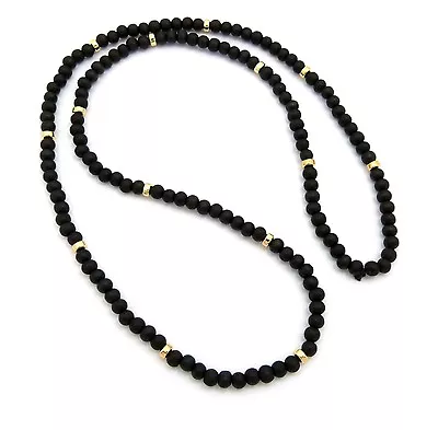 Hip Hop Black Wood W/ Metal Joint 6mm 30  Wooden Beads Necklace XC507BK • $9.99