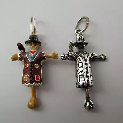 $32 • Buy Sterling Silver SCARECROW Charm For Bracelet ENAMEL Halloween PENDANT Vintage