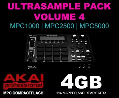 Akai MPC1000/MPC2500/MPC5000 4GB Compact Flash (CF) Card - 114 Drum Kits! • $39.90