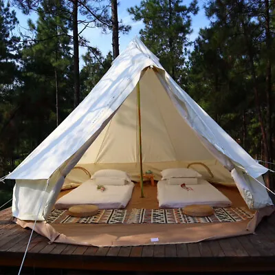 UK Ship Outdoor Waterproof Oxford 4M Bell Tent Glamping Yurt Tent Of 4-6 Person • £358