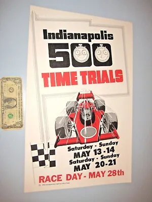 Original Vintage 1978 Indianapolis 500 Indy Time Trials Race Racing Car Poster • $54.99