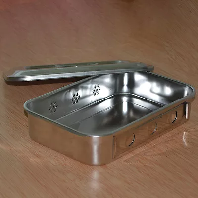 Stainless Steel Instrument Tray With Lid Medical Dental Tattoo Sterilising Trays • $15.48