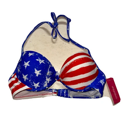 £11.48 • Buy Xhilaration Junior's Size Large 8-10 Push Up Halter Stars Stripes Bikini Top USA