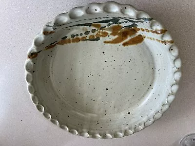 Art Pottery Pie Plate Fluted Edge Artist Signed Great Pre-owned Condition • $20