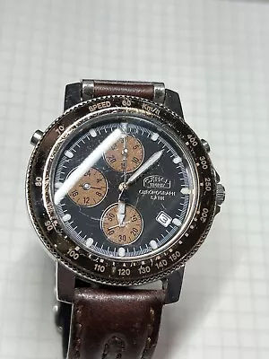 Vintage Camel Chronograph Brown Bezel Black Dial Watch Rare • $100