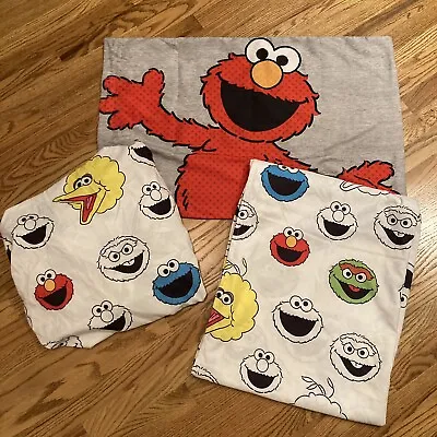 Sesame Street Elmo 3 Piece Twin Bedding Sheets Set ~1 Fitted 1 Flat 1 Pillowcase • $24