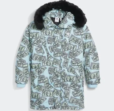 Adidas Originals X Jeremy Scott Money Print Parka Jacket Men Size NWT IA0100 SzS • $119.99