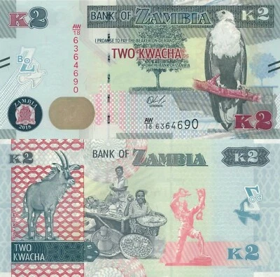 $0.99 • Buy Zambia 2 Kwacha (2018) - Antelope/Women At Market/pNew UNC