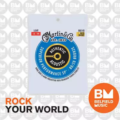 Martin MA140 Authentic Acoustic SP Guitar Strings 80/20 Bronze Light 12-54 - BM • $12.99