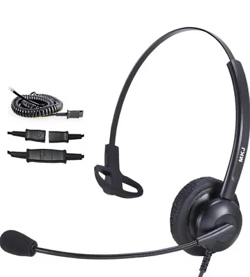 MKJ Call Centre Phone Headset With Microphone Noise Cancelling Corded RJ9 • £9.99