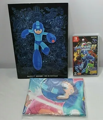Mega Man 11 Gear Of Fate Nintendo Switch ＆ Cloth Poster ＆ Guidebook Rockman • $66.48