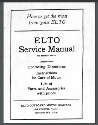 Elto Evinrude Outboard Rudder Twin C And  D Service Manual 49 Pages • $24.99