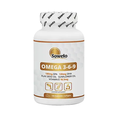 SOWELO OMEGA 3-6-9 Softgels HEALTHY FATTY ACIDS ENRICHED WITH ALA & VITAMIN E • $18.99