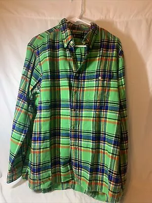 Polo Ralph Lauren Mens Shirt Green Men’s XL Flannel Plaid Pocket • $18.74