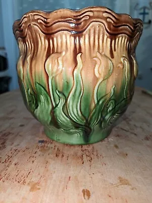 Brush McCoy Blended Majolica Glazed Tulip Jardiniere Planter Brown Green Deco 8  • $100