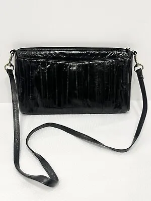 Vintage Soft EEL Skin Black Shoulder Handbag Vintage 90's Purse 10.5  X 6.5  • $22.49