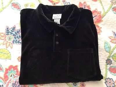 Vintage Irvine Park Velour Shirt Men’s LG TL Black Pullover Pocket Long Sleeve • $29
