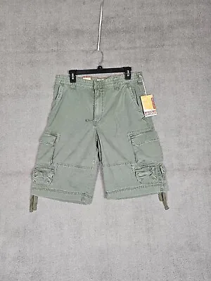 Mossimo Supply Co Cargo Shorts Mens 30 Military Green Flat Front Pockets Hiking  • $27