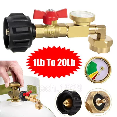 1Lb To 20Lb Tank Propane Refill Adapter With Gauge And ON-Off Control Valve US • $14.99