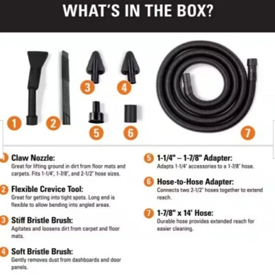 $20 • Buy 1-1/4 In. Car Cleaning Accessory Kit With 14-ft Hose For RIDGID Wet/Dry Shop Vac