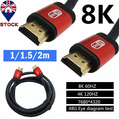 HD 8K 4K 1m1.5m2mUltra High Speed Ethernet Cord HDMI To HDMI Cable V2.1 Ultra • $11.71