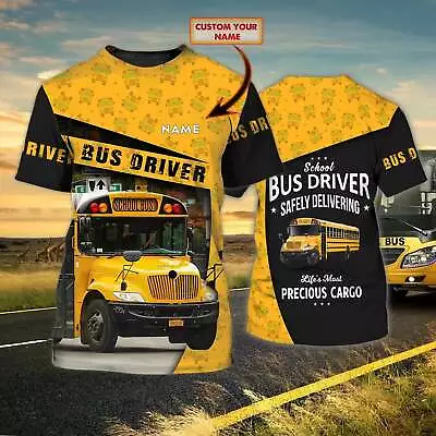 Custom 3D School Bus Driver Shirt Safely Delivering School Shirts Men Women Sc • $27.99