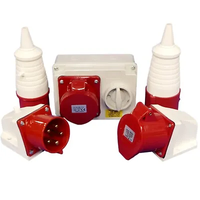 32 Amp 5 Pin Plugs And Sockets IP44 3 Phase 415V Red 32A 3P+N+E - Choose • £34.95