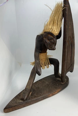 $14 • Buy Crude Hand Carved Tribal Native Wind Surfer Tiki Straw Grass Skirt & Hair Beach